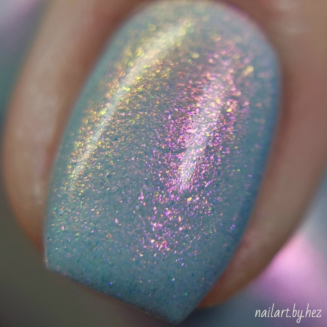 Fire Pink Rainbow.000 Blue Nail Polish