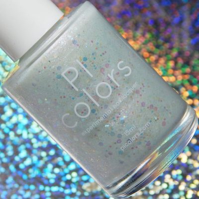 Introducing the Troth of Innocence.001 White Nail Polish by PI Colors, this handcrafted formula boasts a dazzling, holographic shimmer with iridescent flakes and tiny colorful specks. The reflective, multicolored background amplifies the captivating holographic effect.