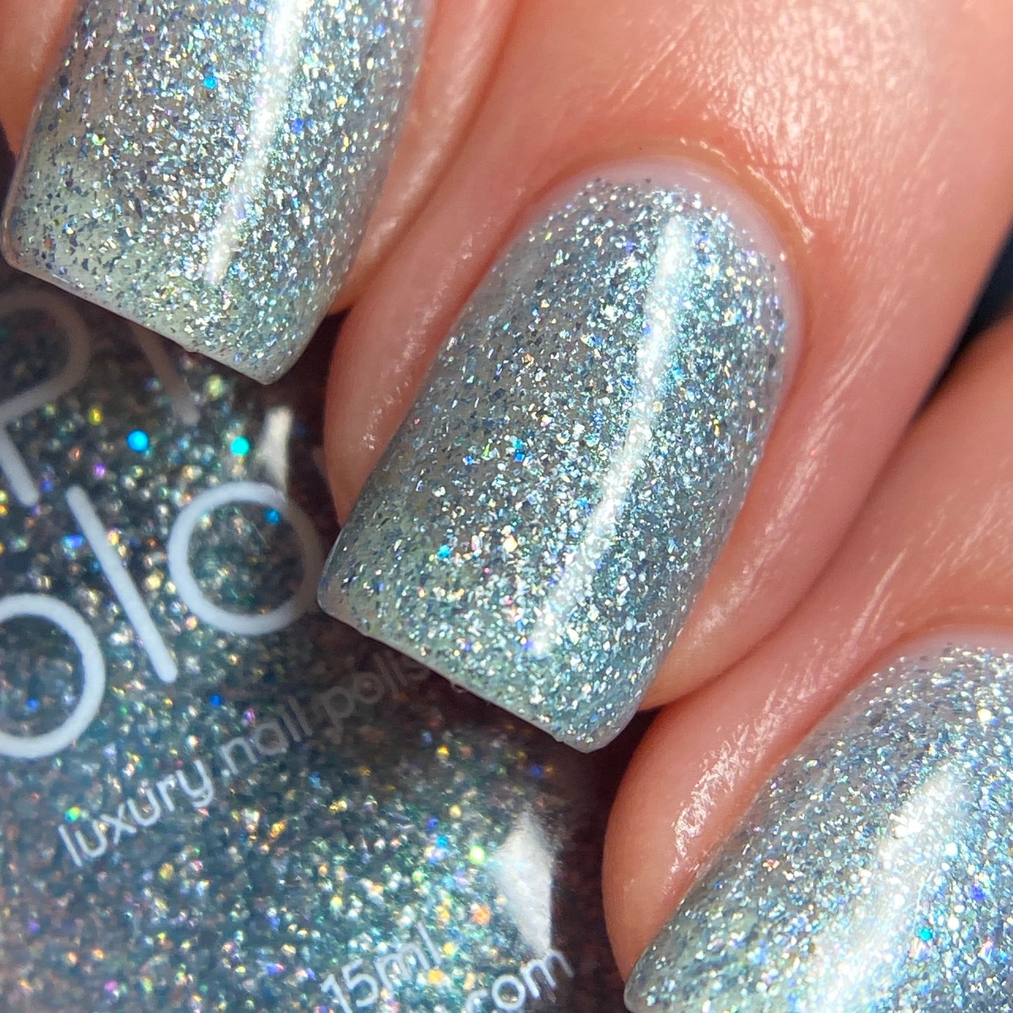 Tourmaline Blue.402 Teal Blue Holographic Glitter Nail Polish Topper