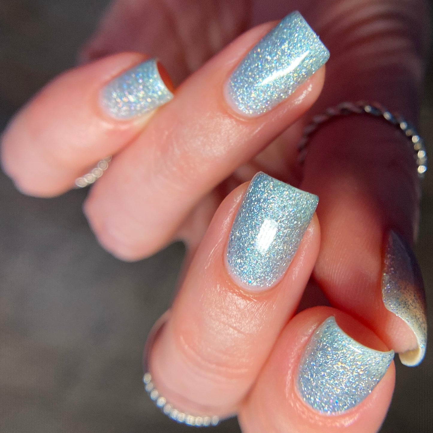 Tourmaline Blue.402 Teal Blue Holographic Glitter Nail Polish Topper