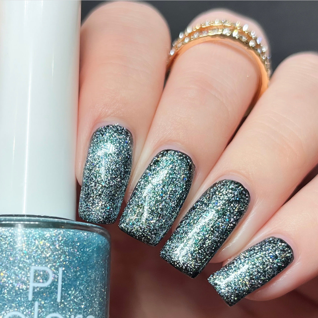 Tourmaline Blue.402 Teal Blue Holographic Glitter Nail Polish Topper