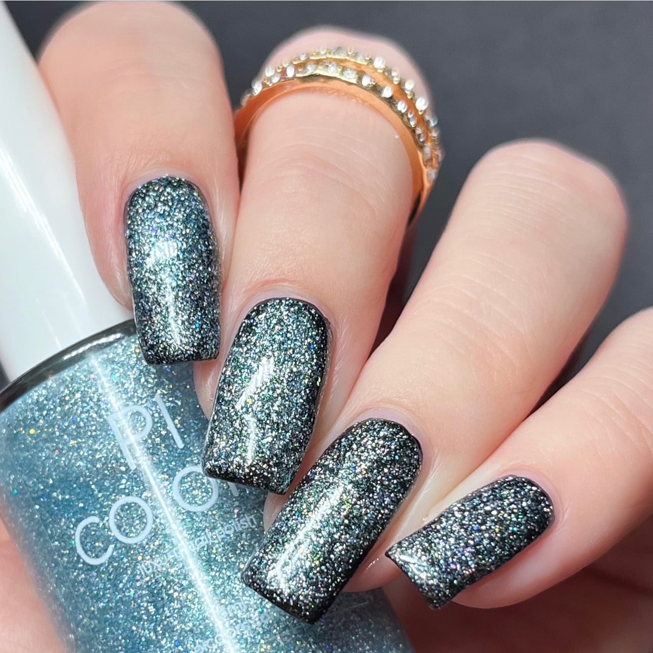 Tourmaline Blue.402 Teal Blue Holographic Glitter Nail Polish Topper