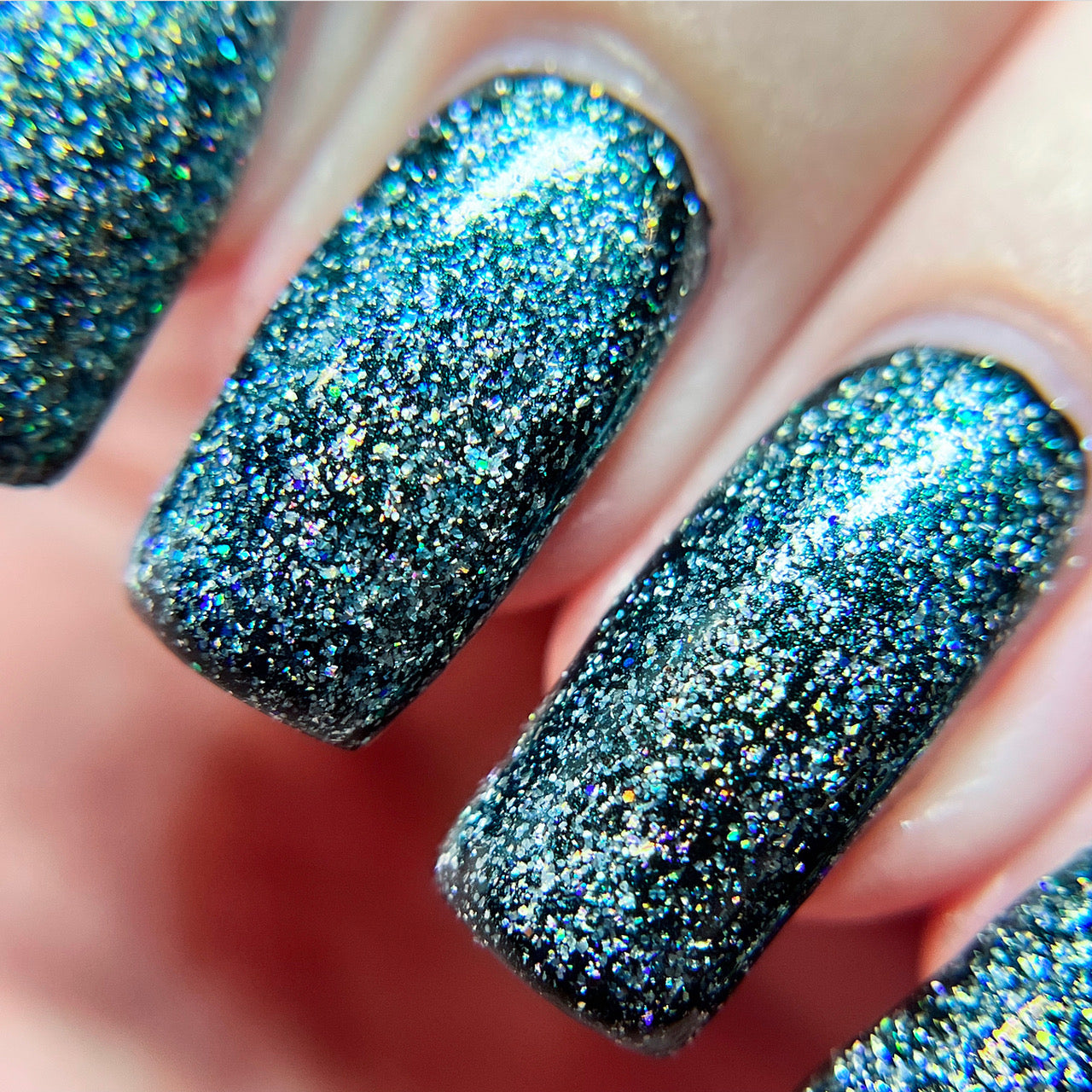 Tourmaline Blue.402 Teal Blue Holographic Glitter Nail Polish Topper