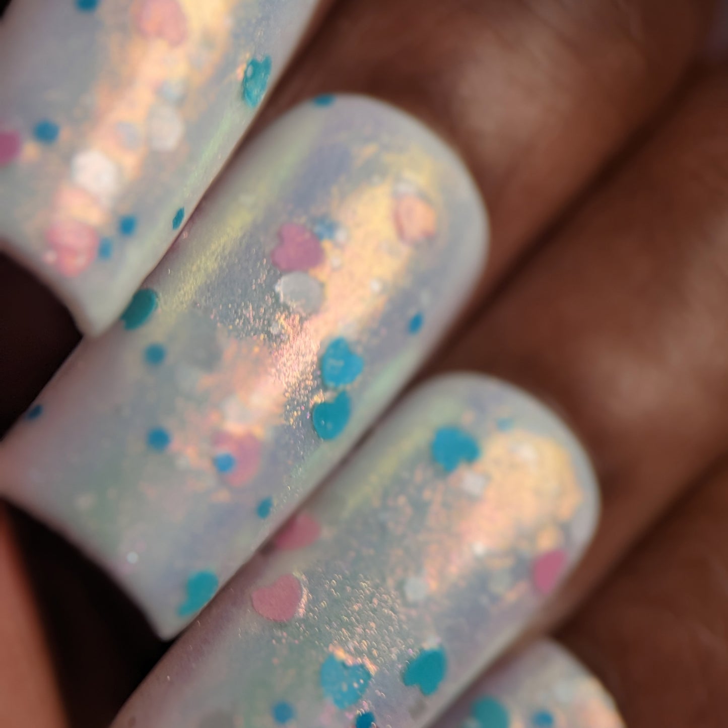 Sun Showers.320 Pink and Teal Heart Glitter Nail Polish Topper