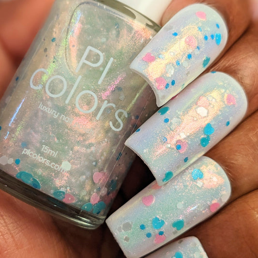 Sun Showers.320 Pink and Teal Heart Glitter Nail Polish Topper
