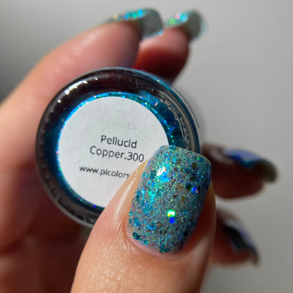 Turquoise holo glitter nail polish by PI Colors