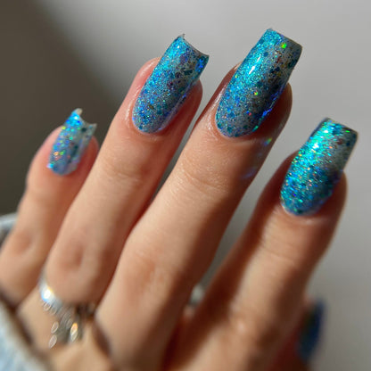 Turquoise holo glitter nail polish by PI Colors