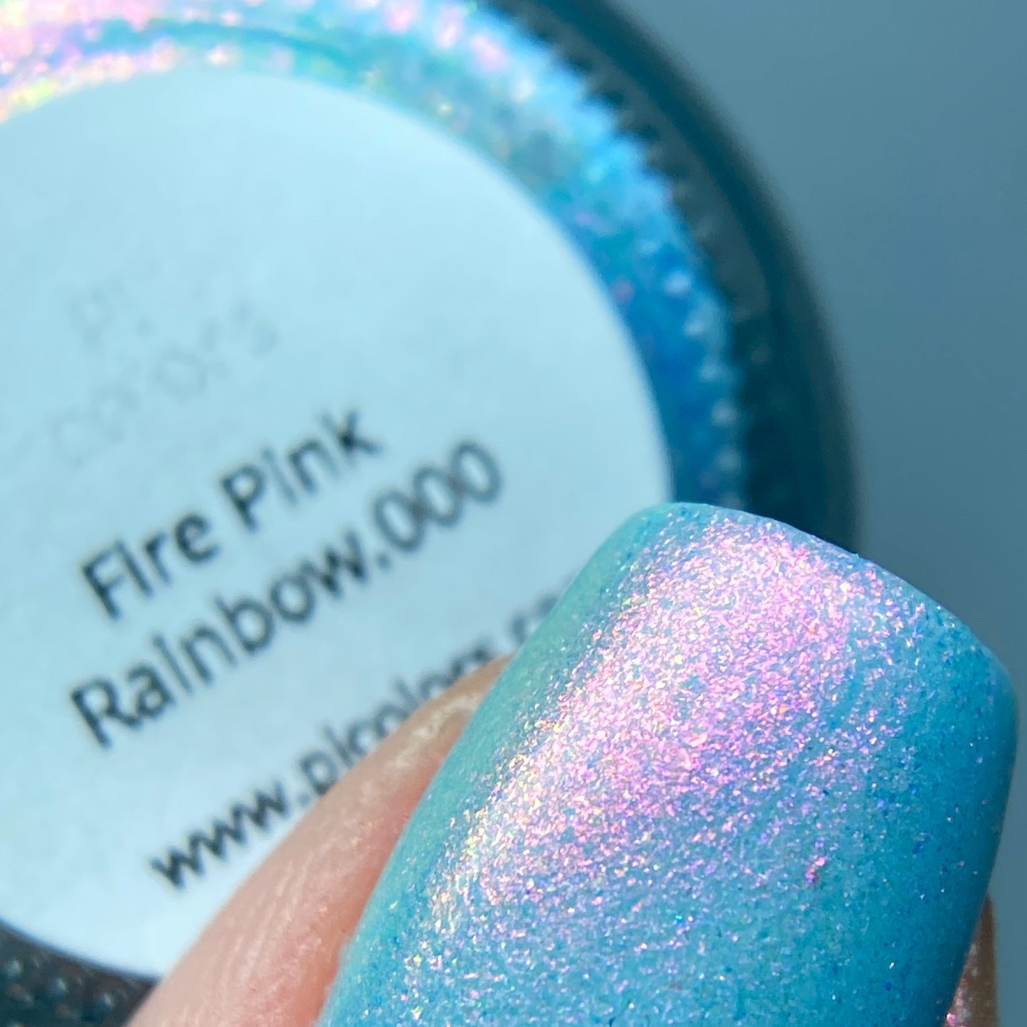 Fire Pink Rainbow.000 Blue Nail Polish