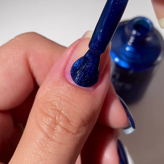 video of Blue nail polish applied to natural nail