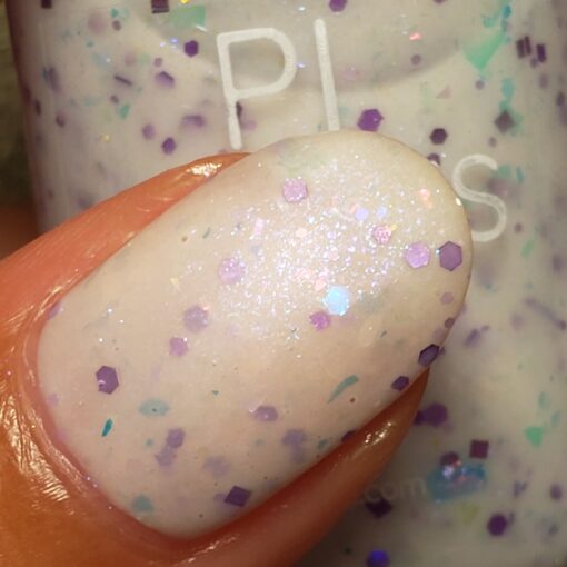 Unicorn Candy.000 White Nail Polish with Purple Glitters by PI Colors