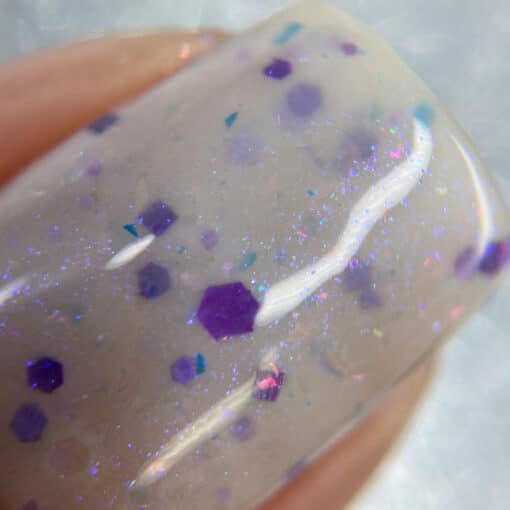 Unicorn Candy.000 White Nail Polish with Purple Glitters by PI Colors