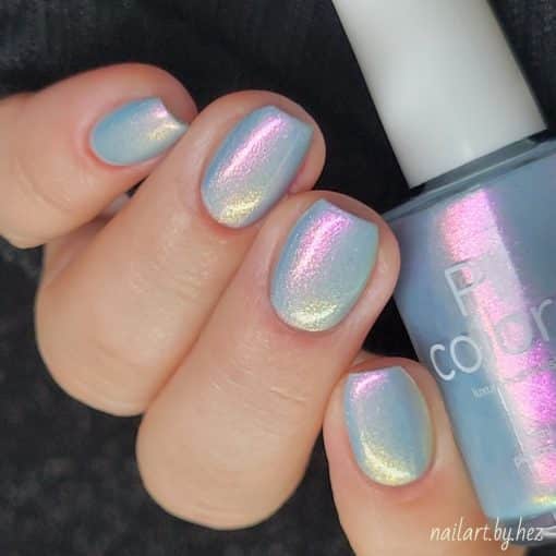 Fire Pink Rainbow.000 Pale Blue Nail Polish with Pink, Gold, Green Colorshift by PI Colors