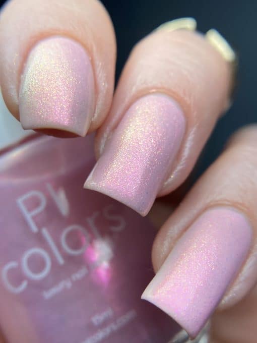 Sunset Aurora.322 Pale Pink Nail Polish with golden pink shimmer by PI Colors