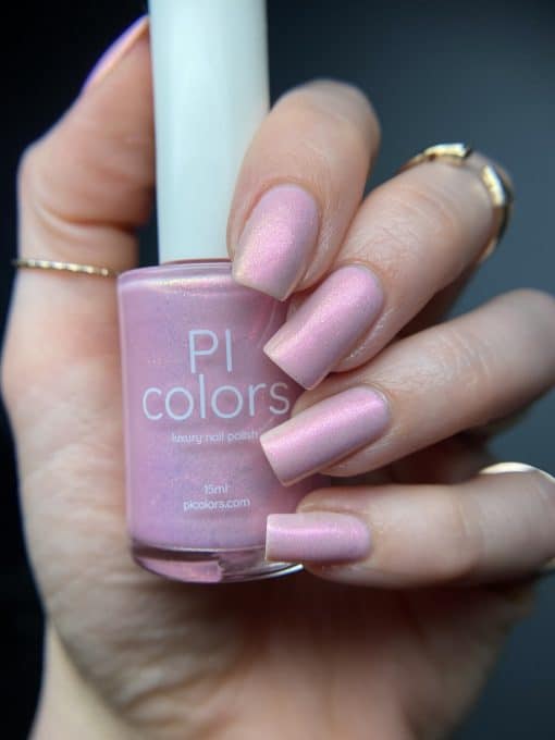 Sunset Aurora.322 Pale Pink Nail Polish with golden pink shimmer by PI Colors
