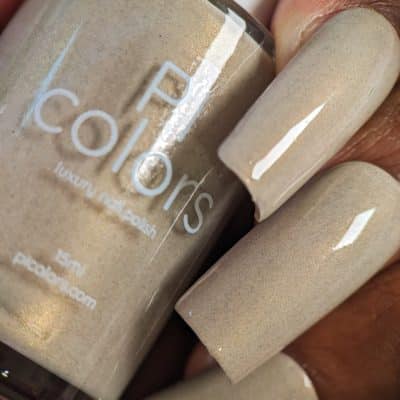 Sandstone.011 Cream Nail Polish with Gold Shimmer by PI Colors